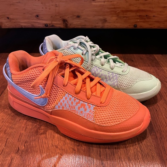 Nike Ja Morant 1 Mismatched Bright Mandarin Orange Green Men’s Size 8 - Picture 3 of 8